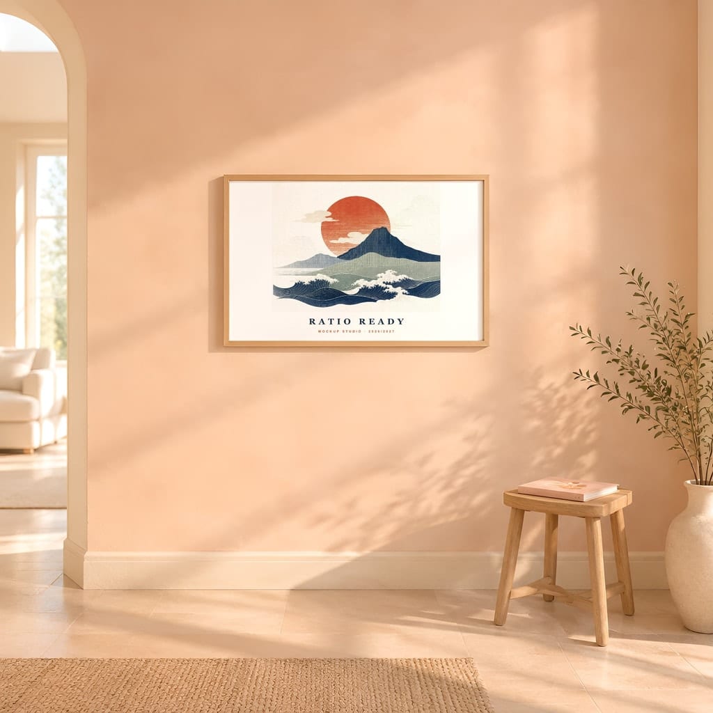 Horizontal Frame Mockup 3:2 — Sunlit Modern Wall Art PSD Templates (40 Scenes): mockup scene 27 of 40