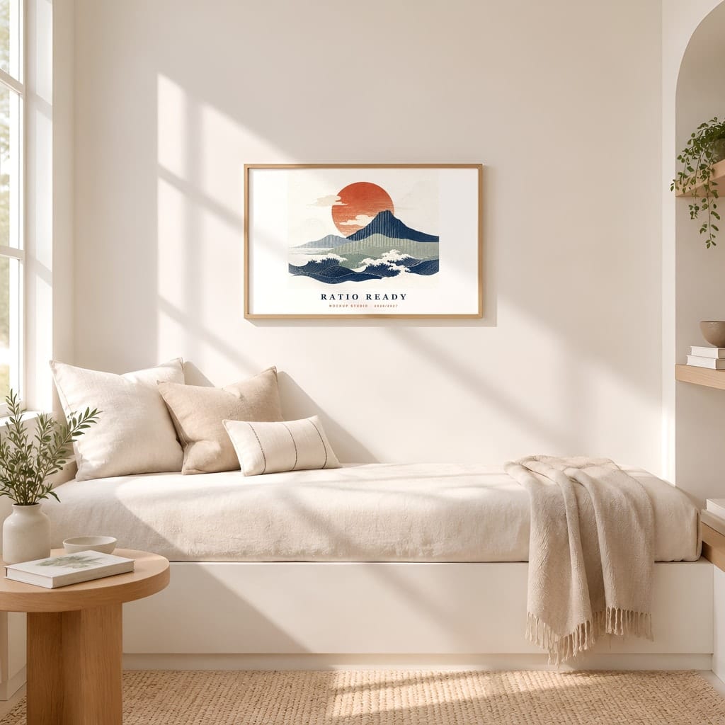 Horizontal Frame Mockup 3:2 — Sunlit Modern Wall Art PSD Templates (40 Scenes): mockup scene 28 of 40