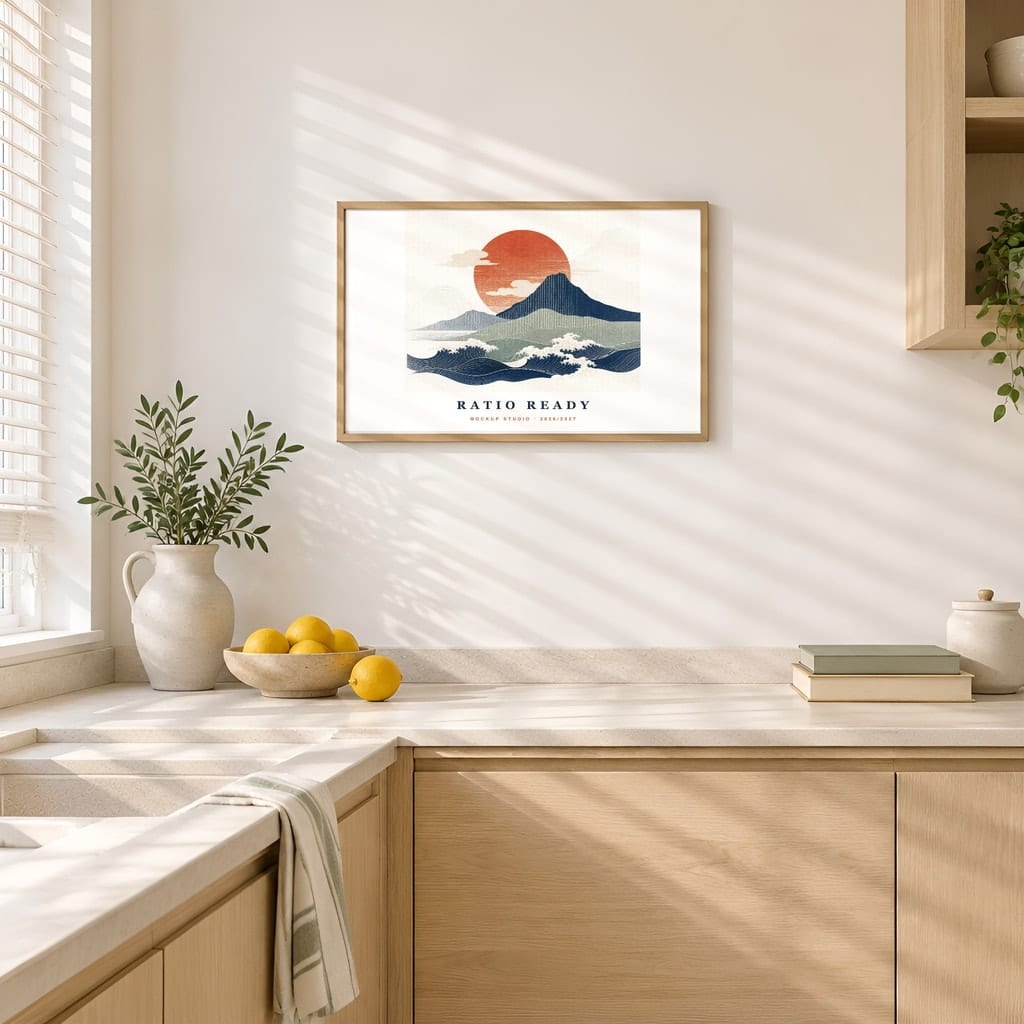 Horizontal Frame Mockup 3:2 — Sunlit Modern Wall Art PSD Templates (40 Scenes): mockup scene 3 of 40