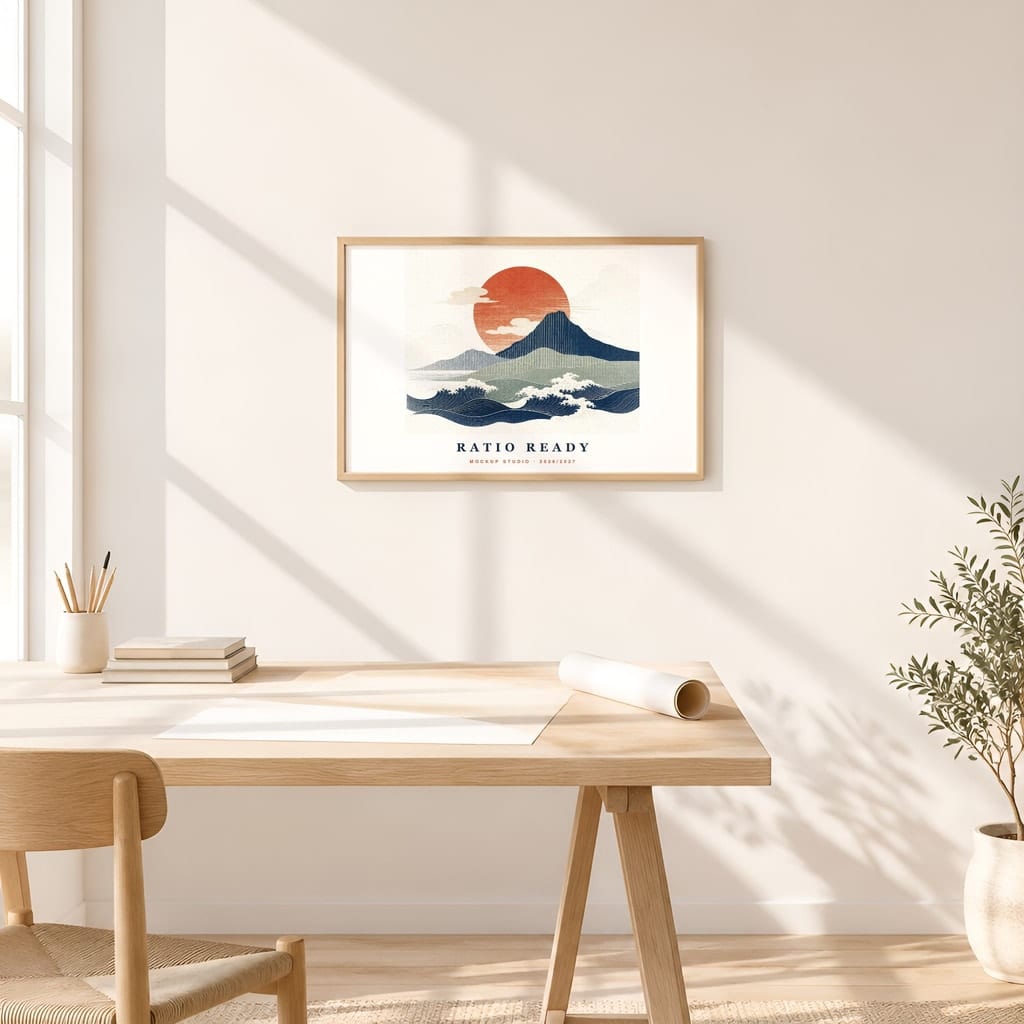 Horizontal Frame Mockup 3:2 — Sunlit Modern Wall Art PSD Templates (40 Scenes): mockup scene 30 of 40