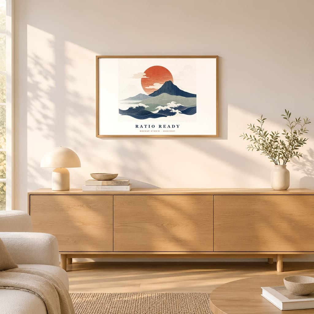 Horizontal Frame Mockup 3:2 — Sunlit Modern Wall Art PSD Templates (40 Scenes): mockup scene 31 of 40