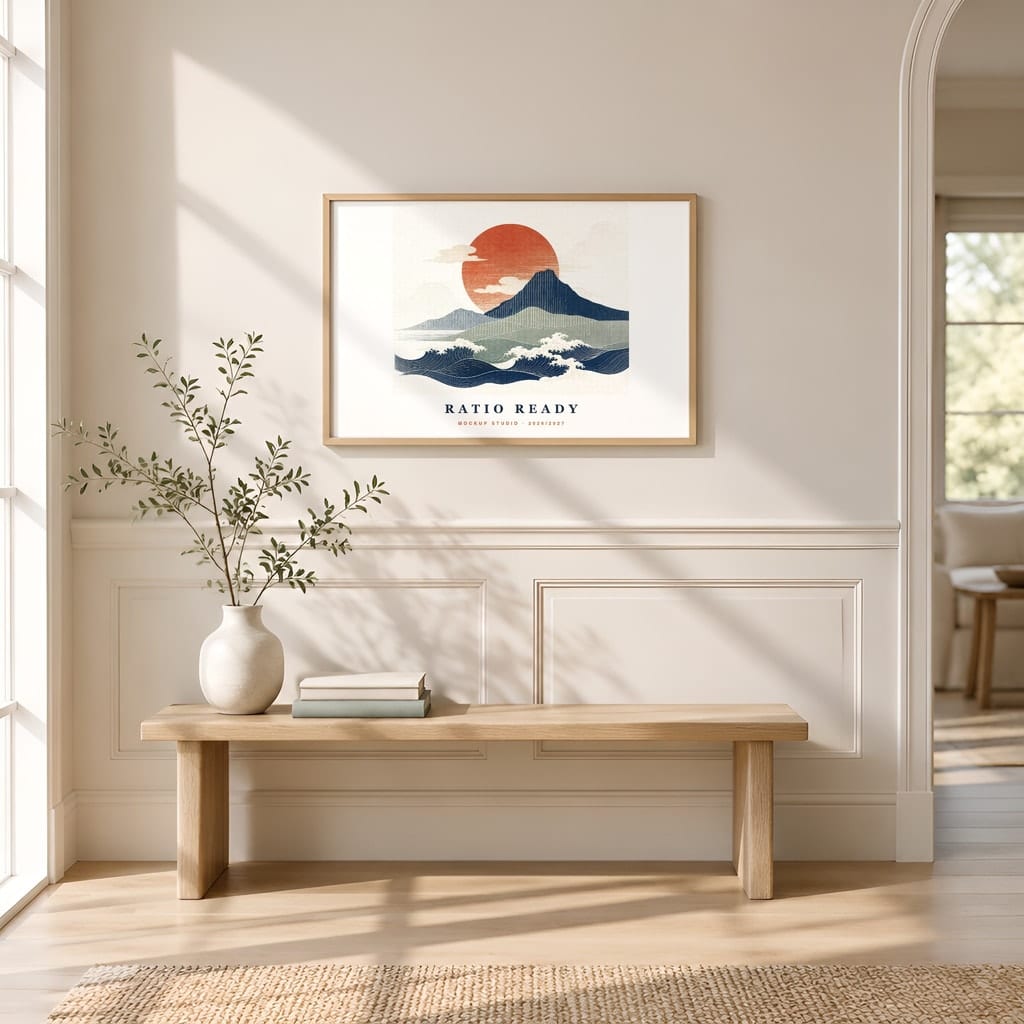 Horizontal Frame Mockup 3:2 — Sunlit Modern Wall Art PSD Templates (40 Scenes): mockup scene 32 of 40