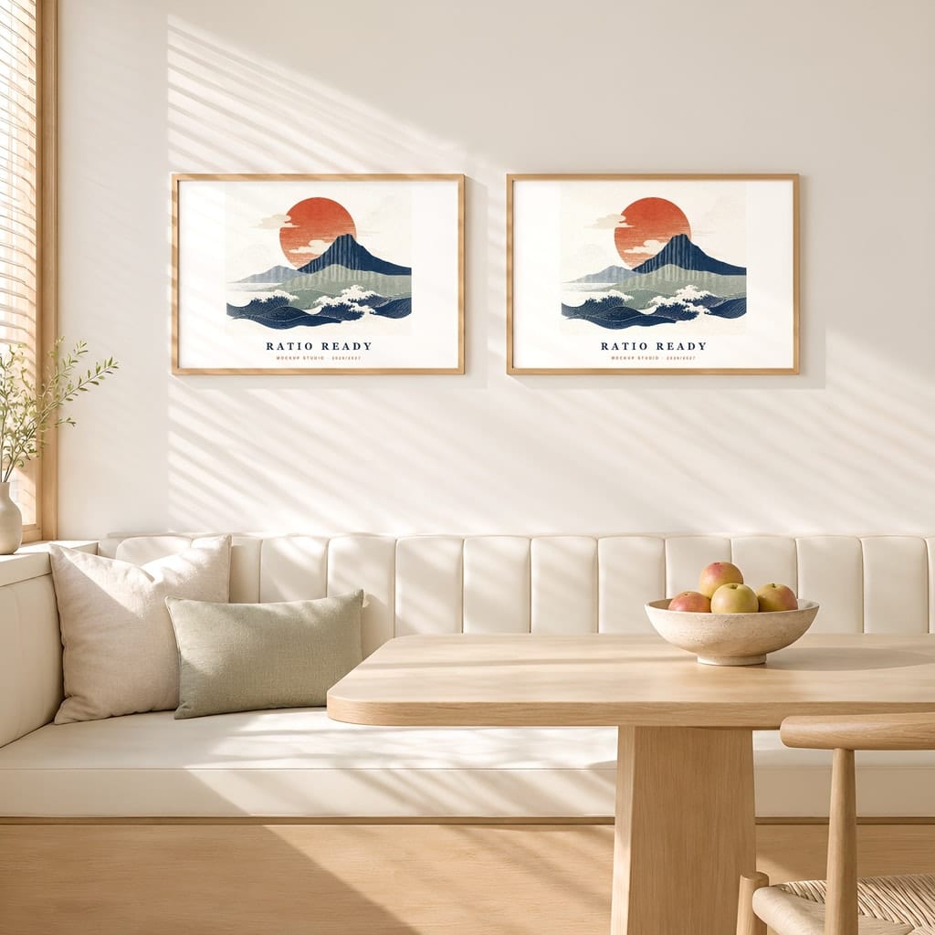 Horizontal Frame Mockup 3:2 — Sunlit Modern Wall Art PSD Templates (40 Scenes): mockup scene 33 of 40
