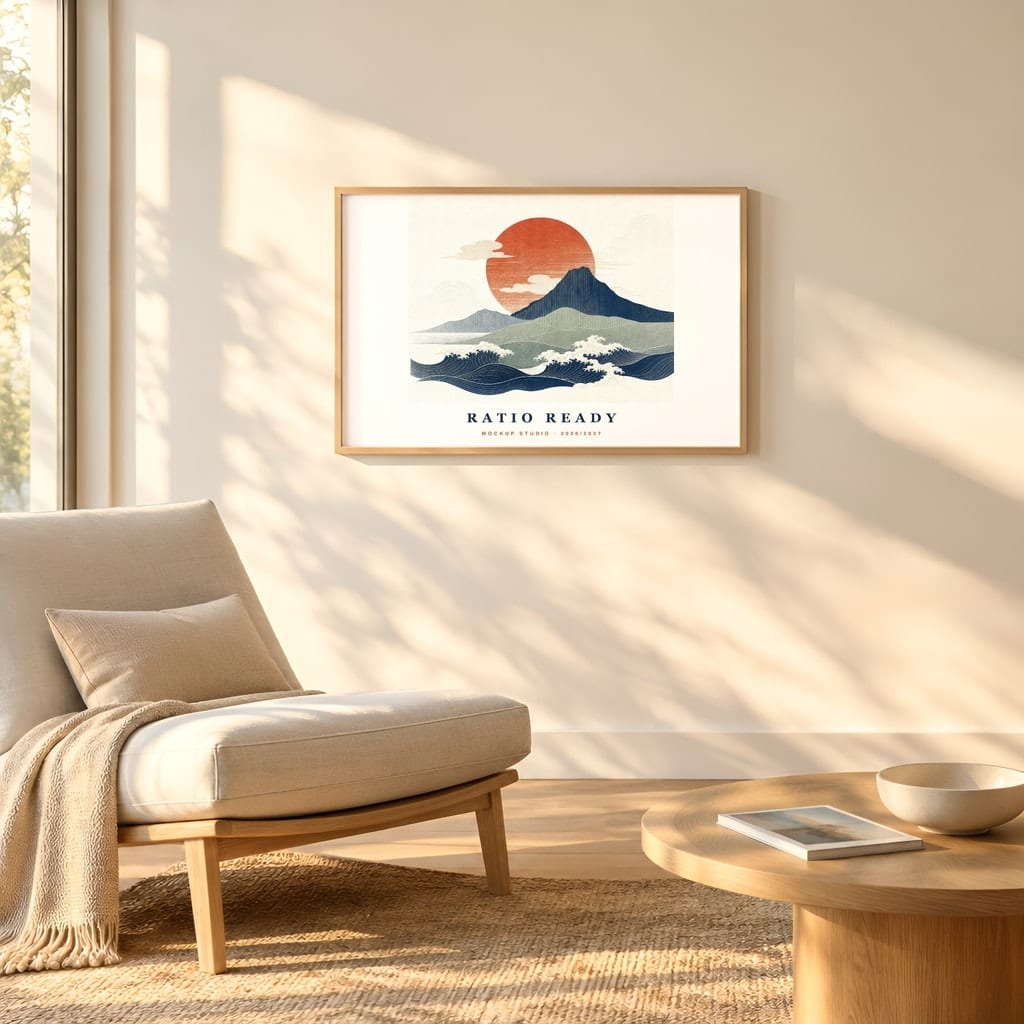 Horizontal Frame Mockup 3:2 — Sunlit Modern Wall Art PSD Templates (40 Scenes): mockup scene 35 of 40