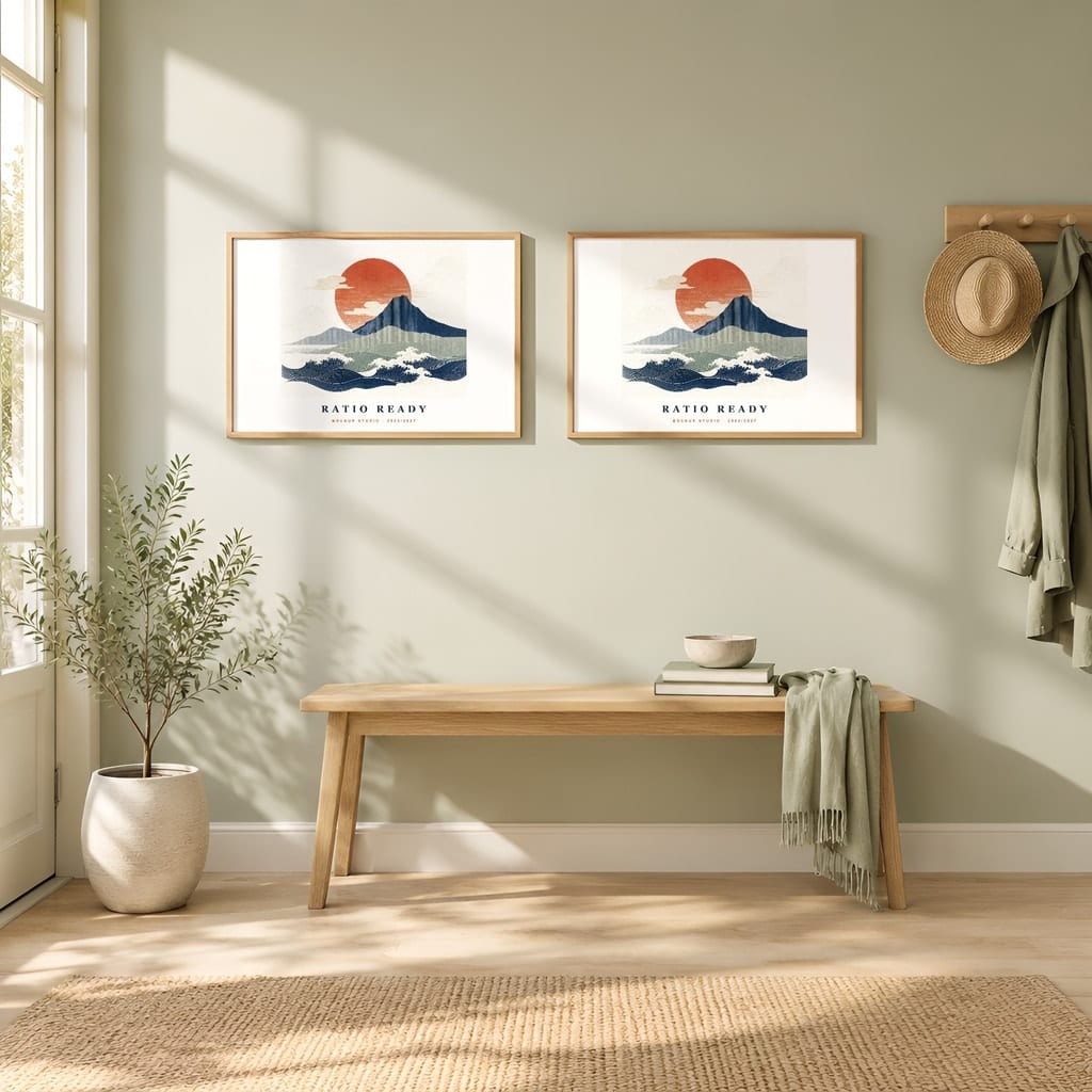 Horizontal Frame Mockup 3:2 — Sunlit Modern Wall Art PSD Templates (40 Scenes): mockup scene 36 of 40