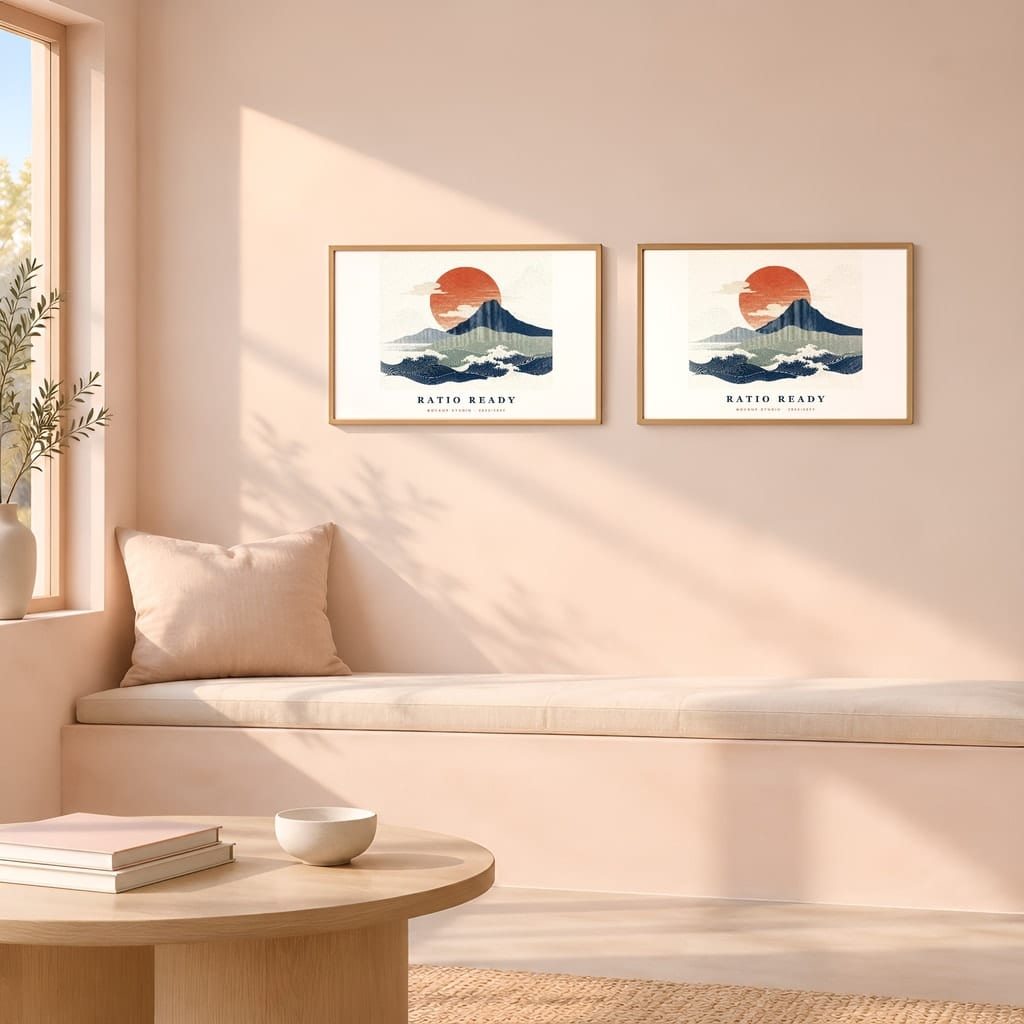 Horizontal Frame Mockup 3:2 — Sunlit Modern Wall Art PSD Templates (40 Scenes): mockup scene 38 of 40