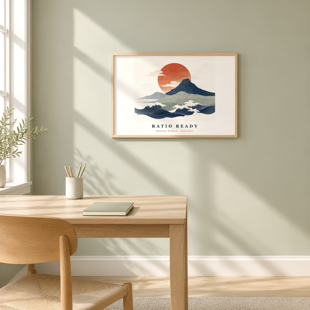 Horizontal Frame Mockup 3:2 — Sunlit Modern Wall Art PSD Templates (40 Scenes): mockup scene 6 of 40