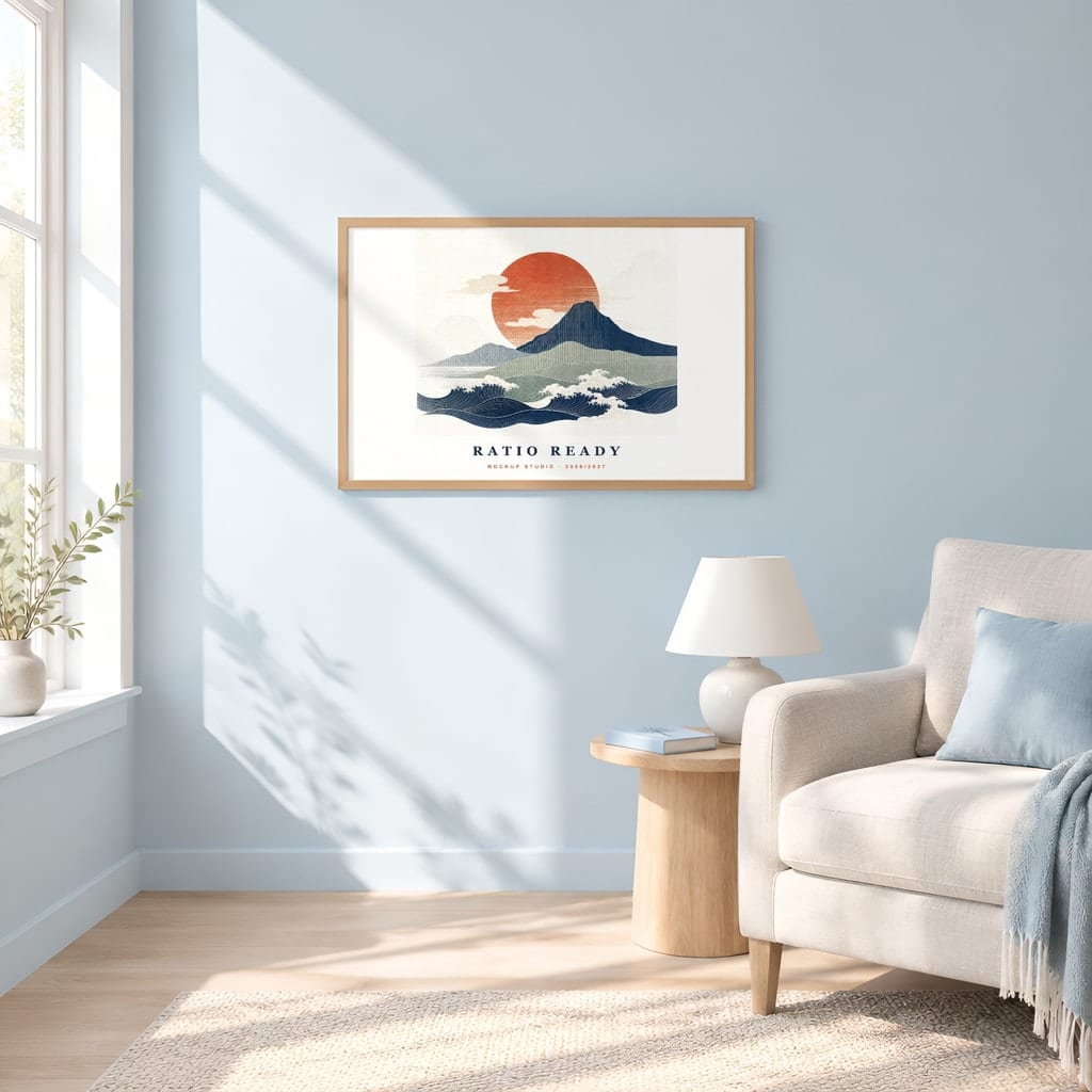 Horizontal Frame Mockup 3:2 — Sunlit Modern Wall Art PSD Templates (40 Scenes): mockup scene 9 of 40