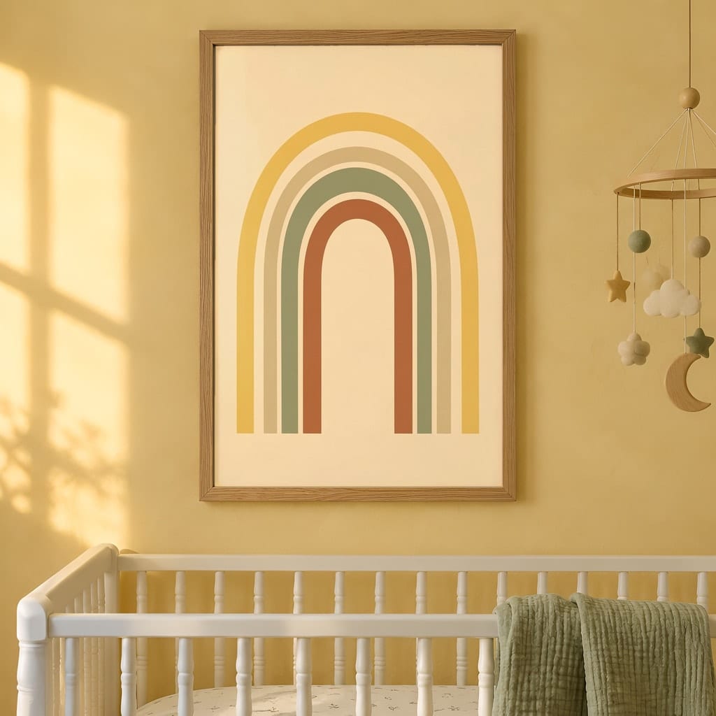 Sunny Nursery Frame Mockup — Baby Room Wall Art PSD Templates (18 Scenes) — first mockup scene from the pack