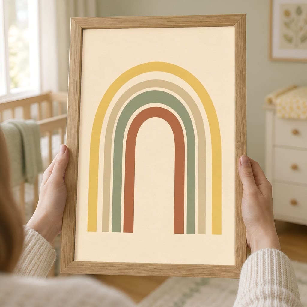 Sunny Nursery Frame Mockup — Baby Room Wall Art PSD Templates (18 Scenes): mockup scene 10 of 18