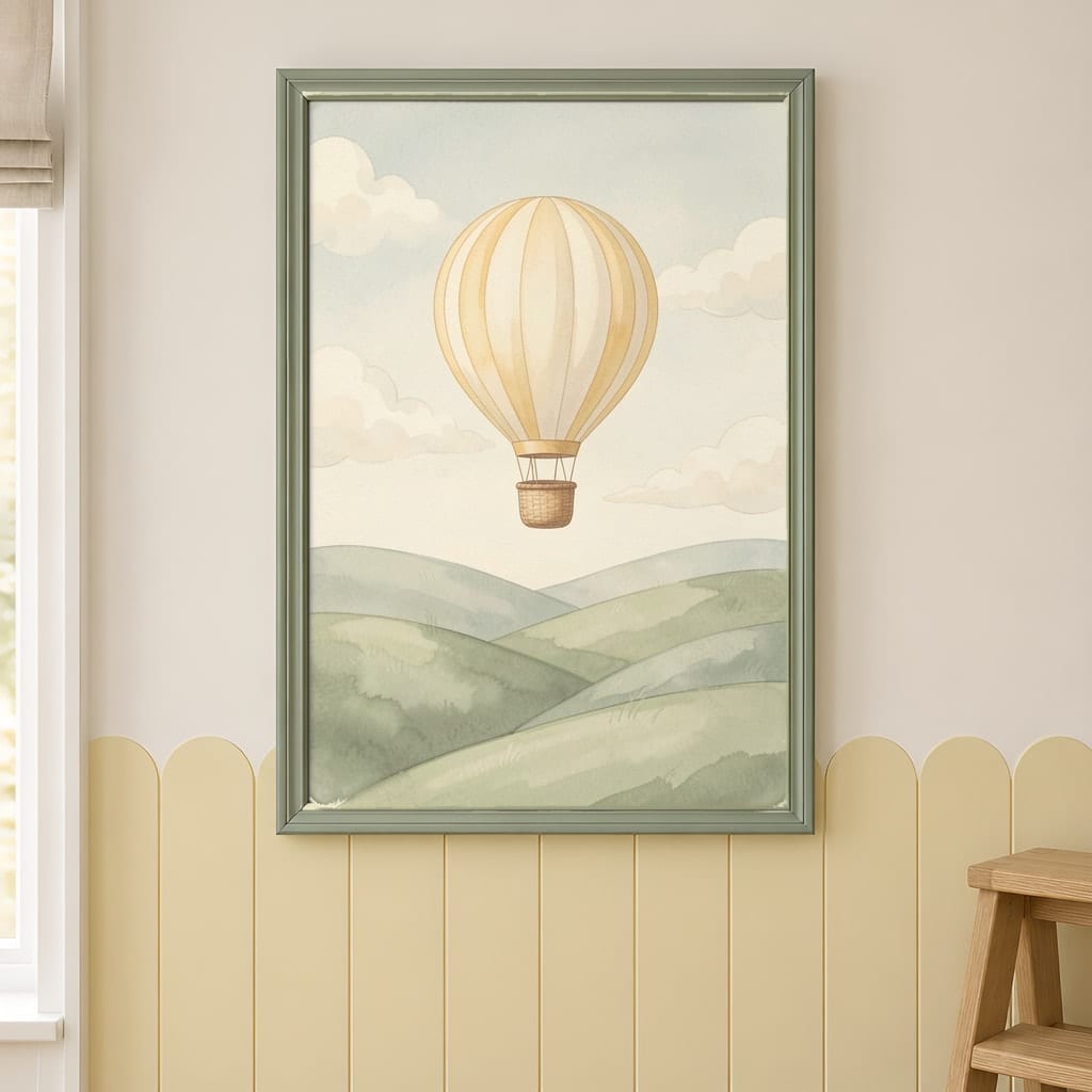 Sunny Nursery Frame Mockup — Baby Room Wall Art PSD Templates (18 Scenes): mockup scene 13 of 18
