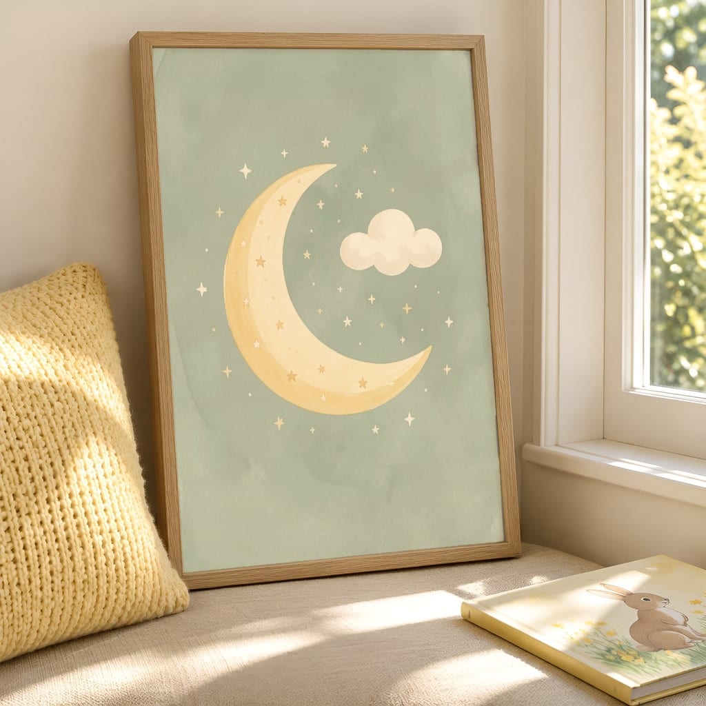 Sunny Nursery Frame Mockup — Baby Room Wall Art PSD Templates (18 Scenes): mockup scene 14 of 18