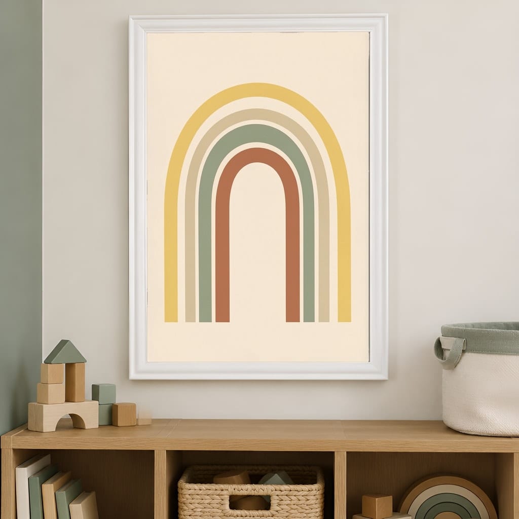 Sunny Nursery Frame Mockup — Baby Room Wall Art PSD Templates (18 Scenes): mockup scene 15 of 18