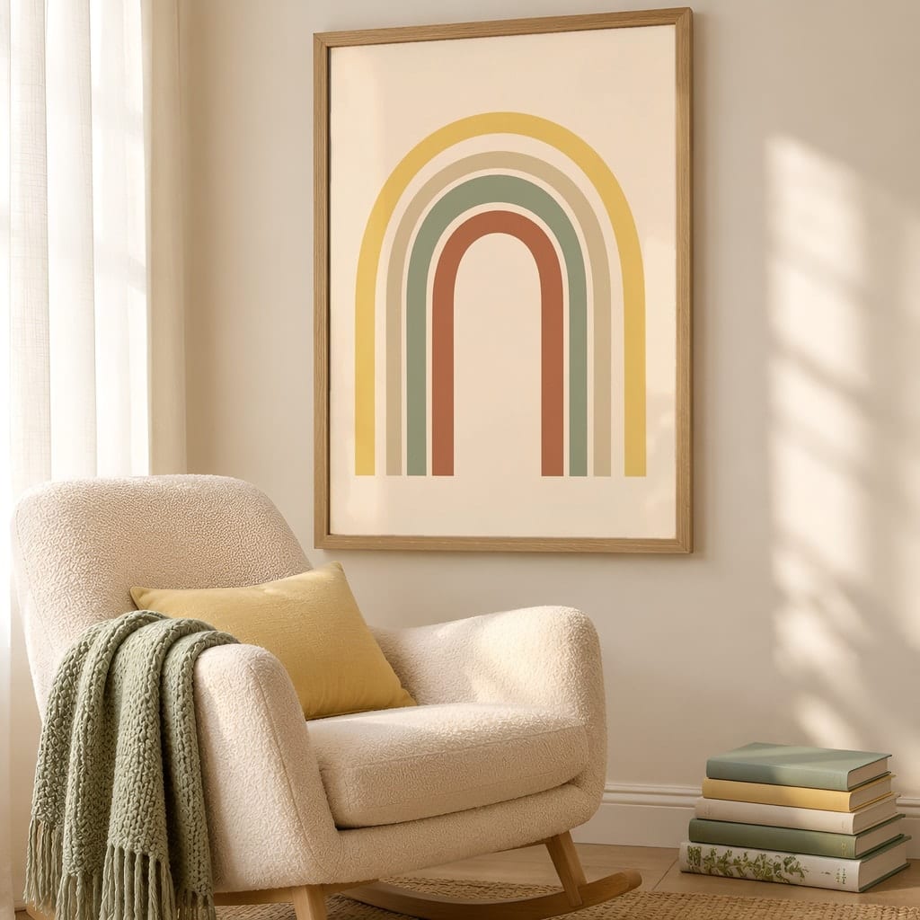 Sunny Nursery Frame Mockup — Baby Room Wall Art PSD Templates (18 Scenes): mockup scene 3 of 18