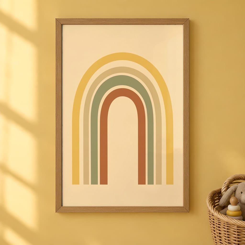 Sunny Nursery Frame Mockup — Baby Room Wall Art PSD Templates (18 Scenes): mockup scene 5 of 18
