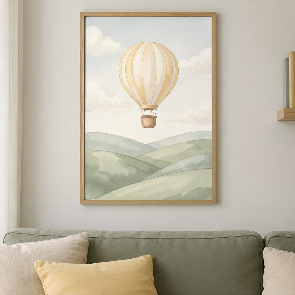 Sunny Nursery Frame Mockup — Baby Room Wall Art PSD Templates (18 Scenes): mockup scene 6 of 18