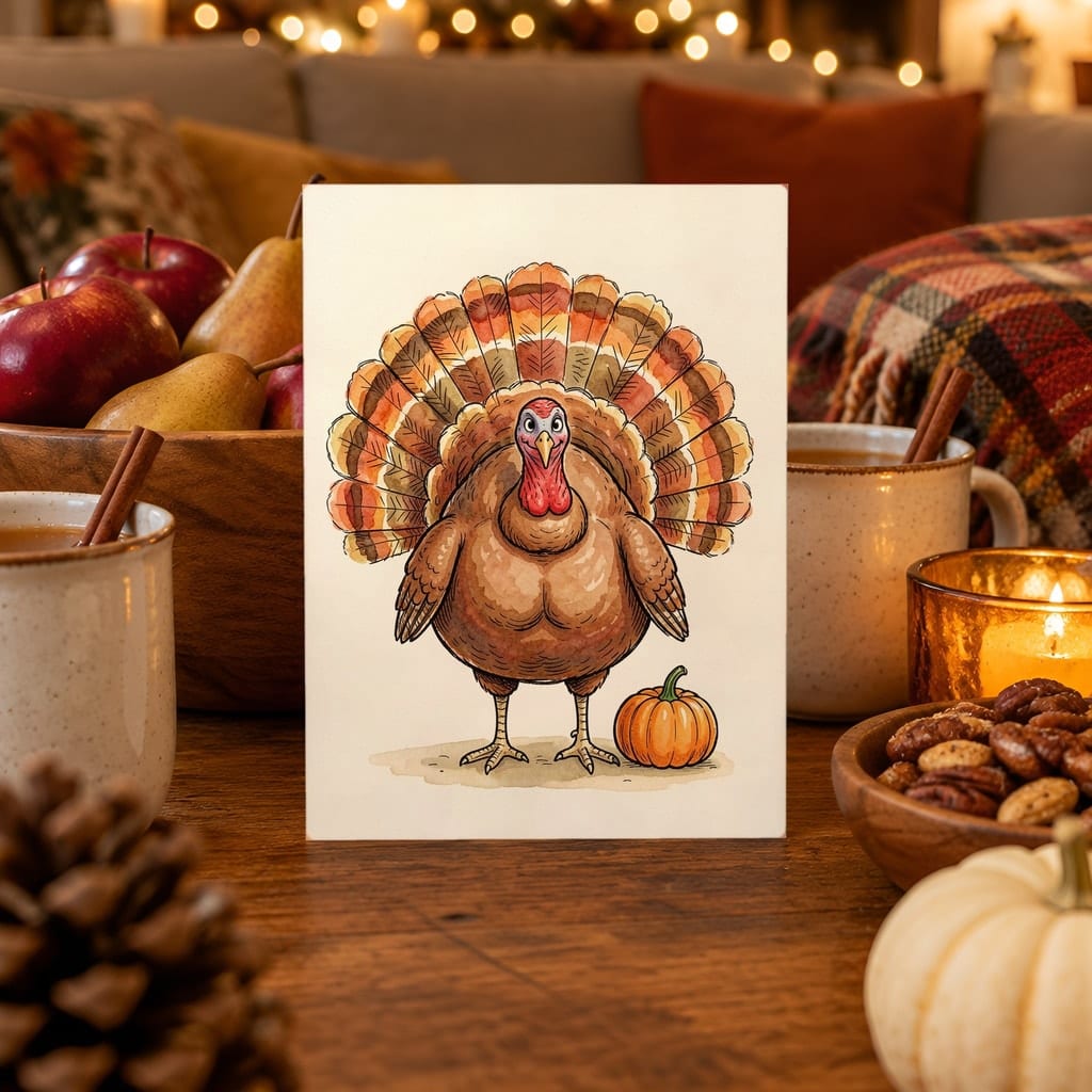 Thanksgiving Card Mockup Bundle — 20 Harvest Orange and Cranberry 5x7 Greeting Card PSD Mockups: mockup scene 12 of 20