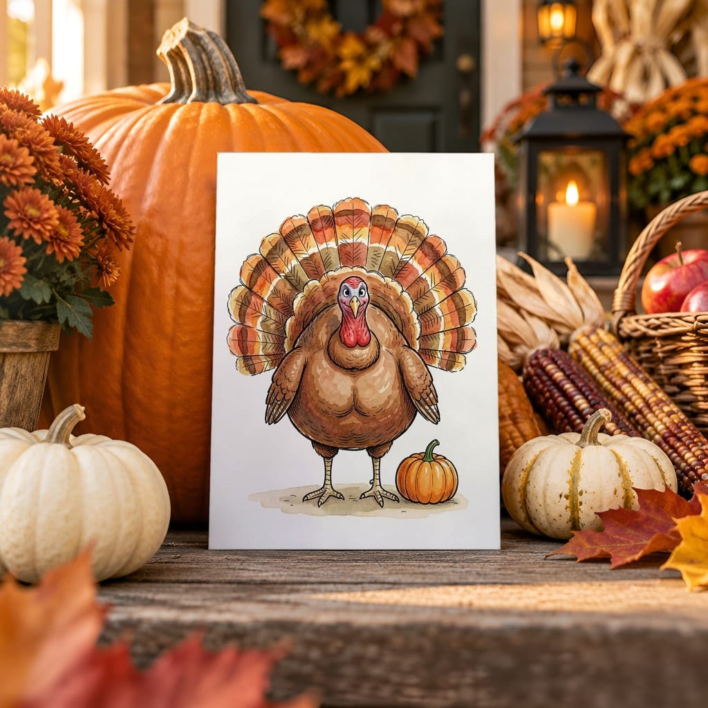 Thanksgiving Card Mockup Bundle — 20 Harvest Orange and Cranberry 5x7 Greeting Card PSD Mockups: mockup scene 14 of 20