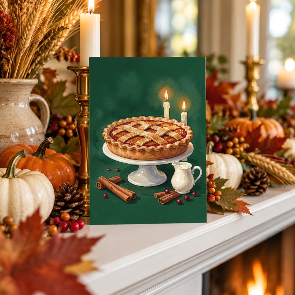 Thanksgiving Card Mockup Bundle — 20 Harvest Orange and Cranberry 5x7 Greeting Card PSD Mockups: mockup scene 3 of 20