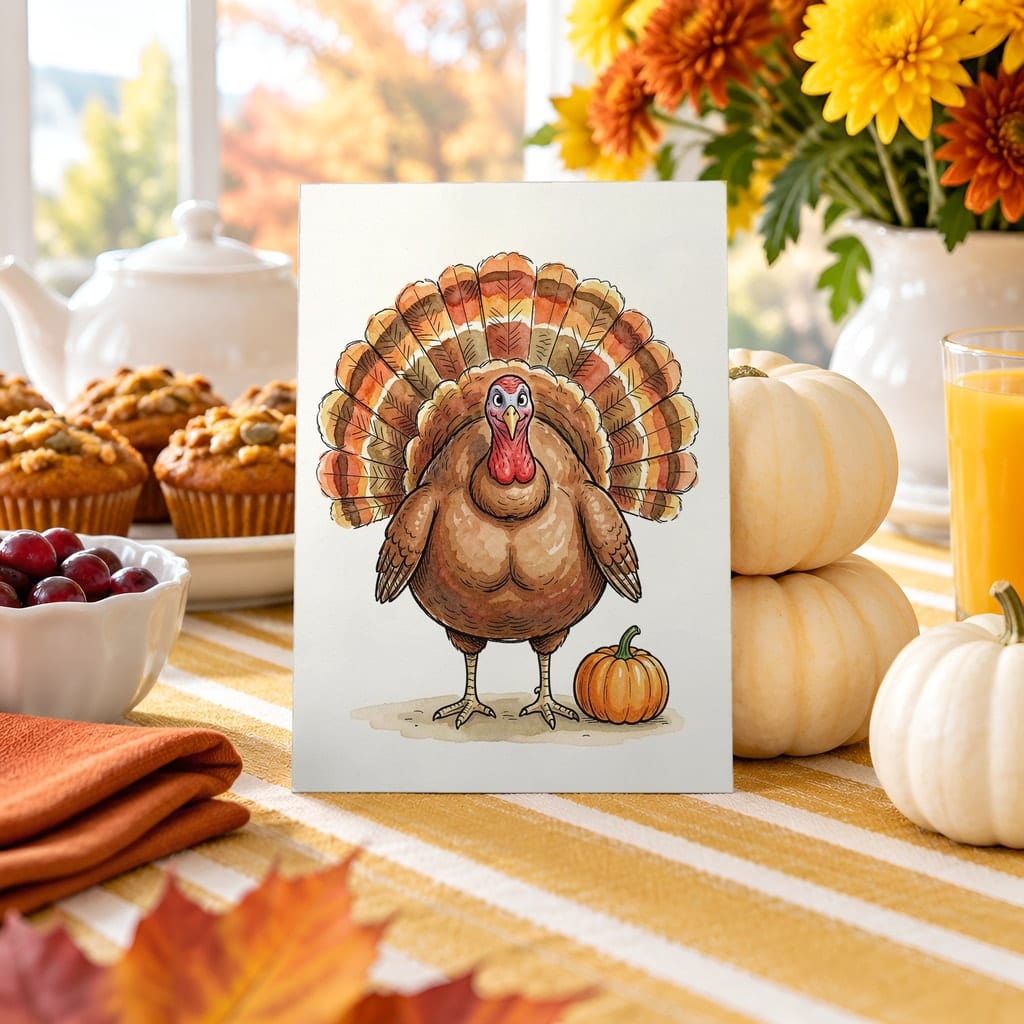 Thanksgiving Card Mockup Bundle — 20 Harvest Orange and Cranberry 5x7 Greeting Card PSD Mockups: mockup scene 8 of 20
