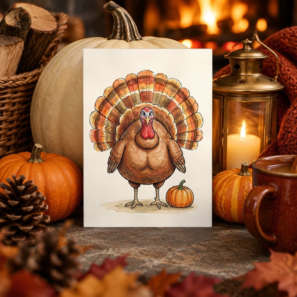 Thanksgiving Card Mockup Bundle — 20 Harvest Orange and Cranberry 5x7 Greeting Card PSD Mockups: mockup scene 9 of 20