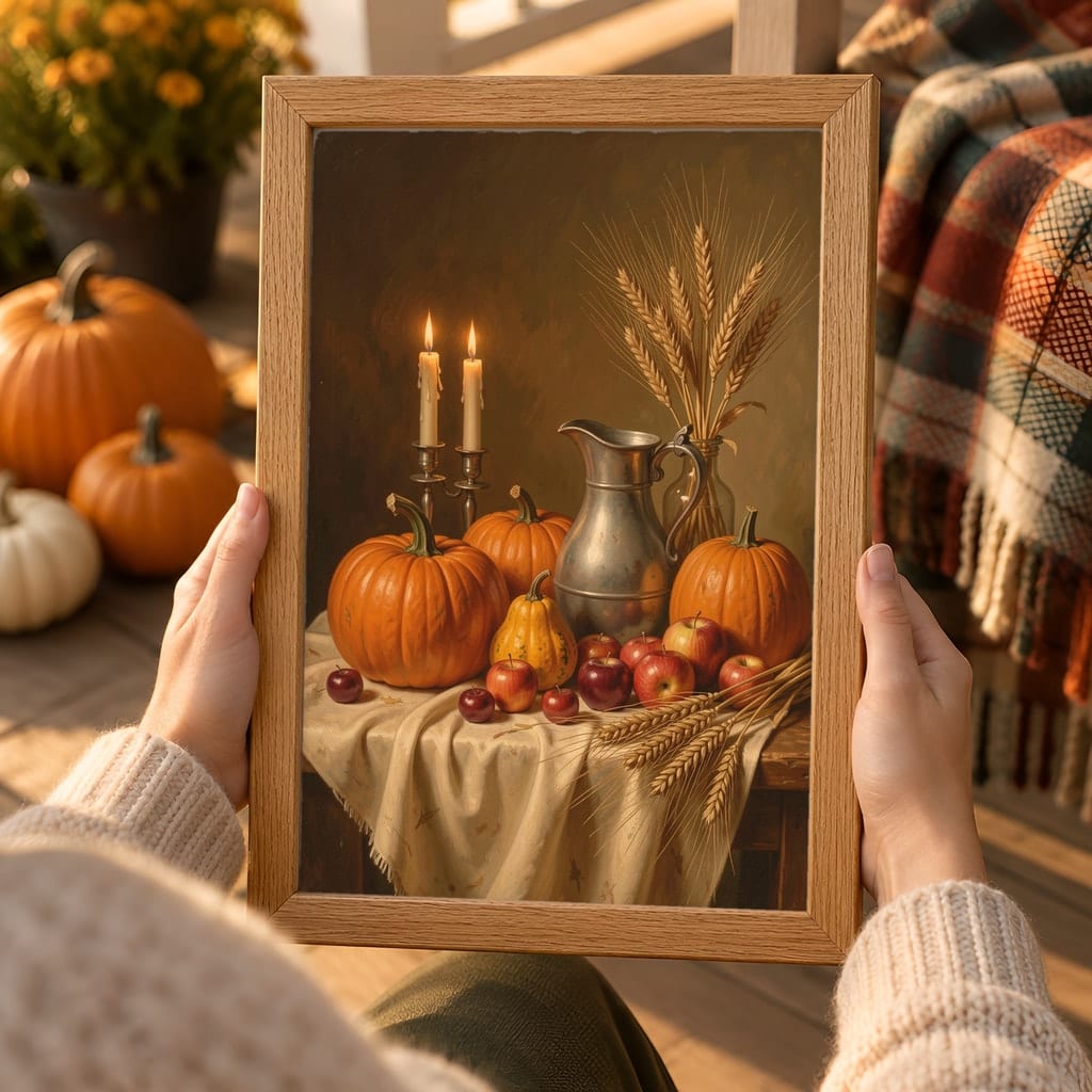 Thanksgiving Frame Mockup Bundle — Farmhouse Autumn Wall Art PSD Templates (40 Scenes): mockup scene 10 of 40