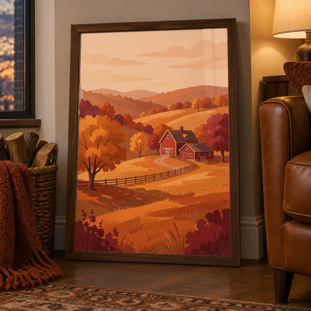 Thanksgiving Frame Mockup Bundle — Farmhouse Autumn Wall Art PSD Templates (40 Scenes): mockup scene 11 of 40