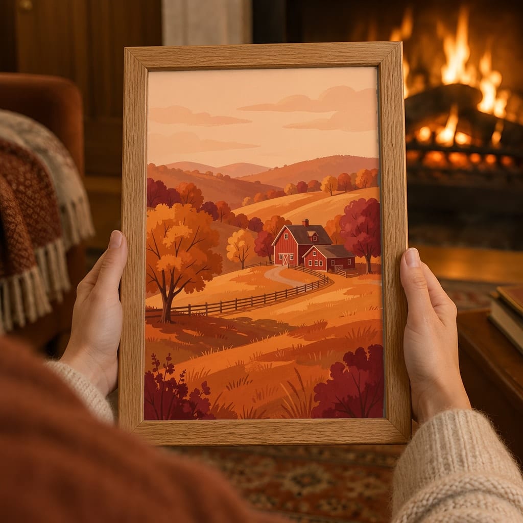 Thanksgiving Frame Mockup Bundle — Farmhouse Autumn Wall Art PSD Templates (40 Scenes): mockup scene 27 of 40