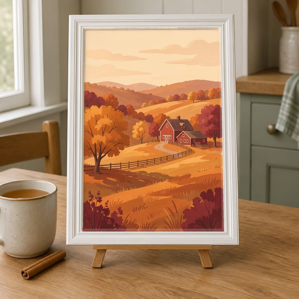 Thanksgiving Frame Mockup Bundle — Farmhouse Autumn Wall Art PSD Templates (40 Scenes): mockup scene 28 of 40