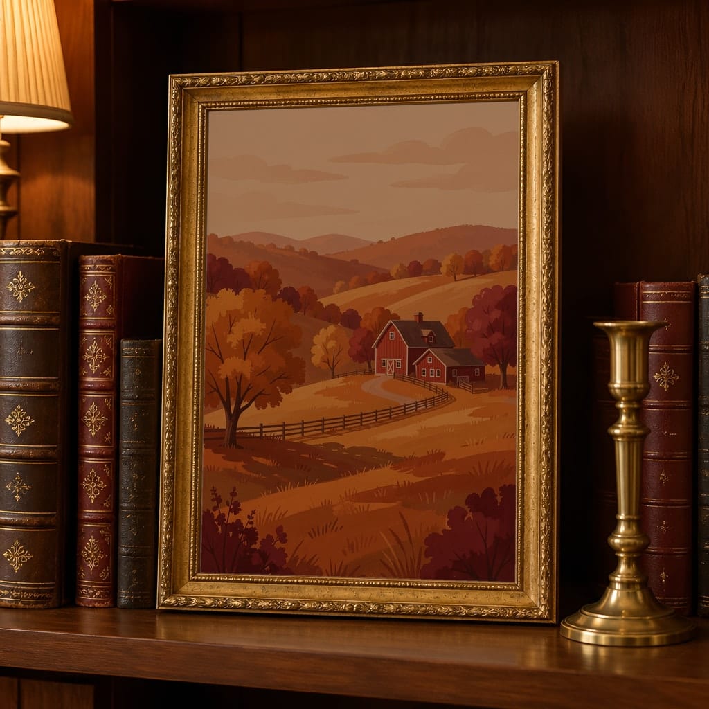 Thanksgiving Frame Mockup Bundle — Farmhouse Autumn Wall Art PSD Templates (40 Scenes): mockup scene 31 of 40