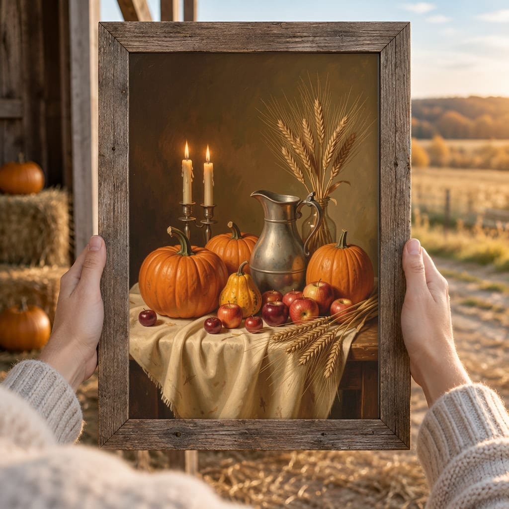 Thanksgiving Frame Mockup Bundle — Farmhouse Autumn Wall Art PSD Templates (40 Scenes): mockup scene 33 of 40