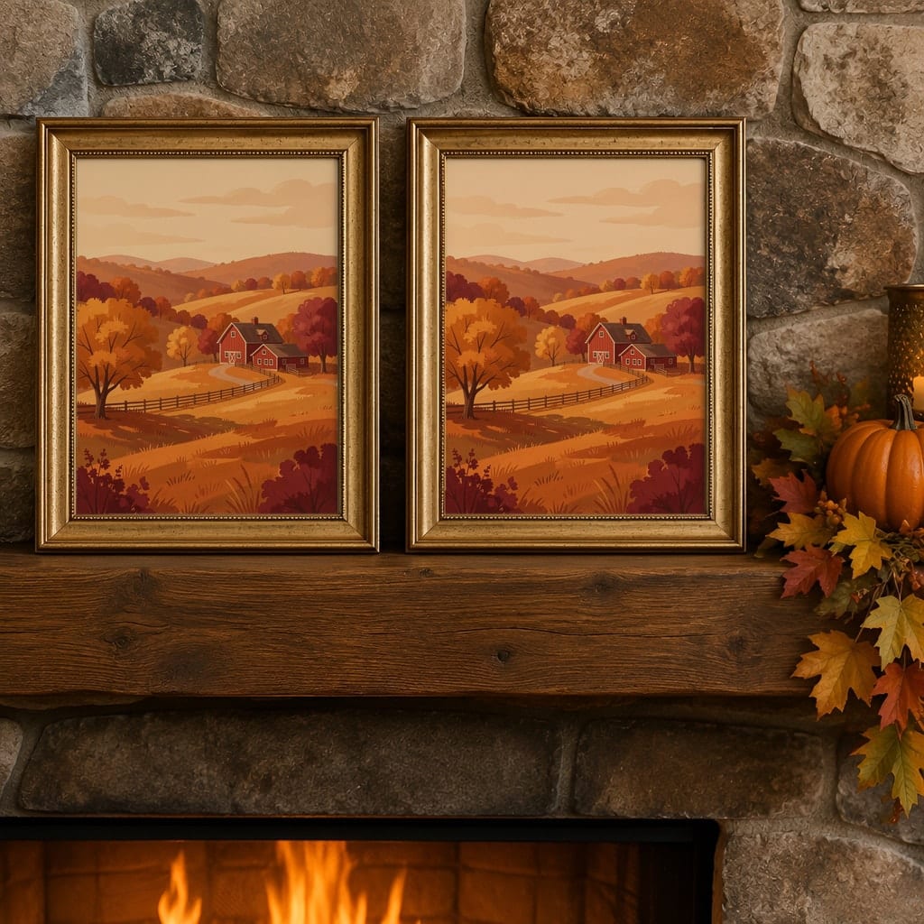 Thanksgiving Frame Mockup Bundle — Farmhouse Autumn Wall Art PSD Templates (40 Scenes): mockup scene 37 of 40