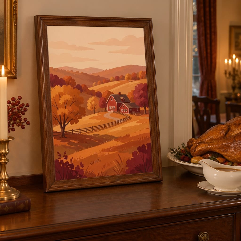 Thanksgiving Frame Mockup Bundle — Farmhouse Autumn Wall Art PSD Templates (40 Scenes): mockup scene 39 of 40