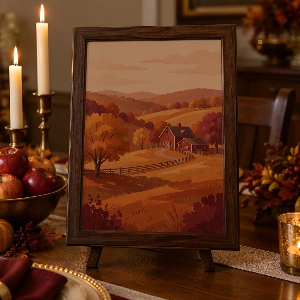 Thanksgiving Frame Mockup Bundle — Farmhouse Autumn Wall Art PSD Templates (40 Scenes): mockup scene 7 of 40