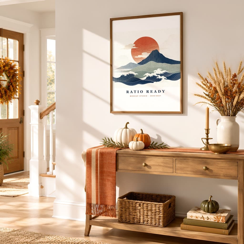 Thanksgiving Wall Art & Poster Mockup Bundle — Fall Frame and Gallery PSD Templates (40 Scenes): mockup scene 10 of 40