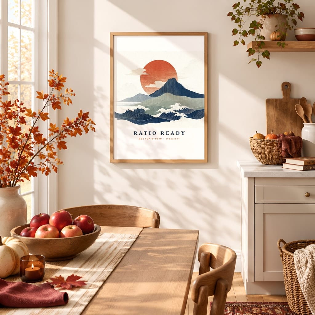 Thanksgiving Wall Art & Poster Mockup Bundle — Fall Frame and Gallery PSD Templates (40 Scenes): mockup scene 11 of 40