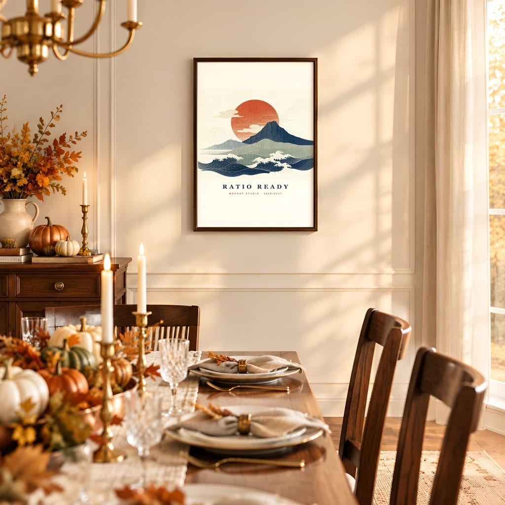 Thanksgiving Wall Art & Poster Mockup Bundle — Fall Frame and Gallery PSD Templates (40 Scenes): mockup scene 12 of 40