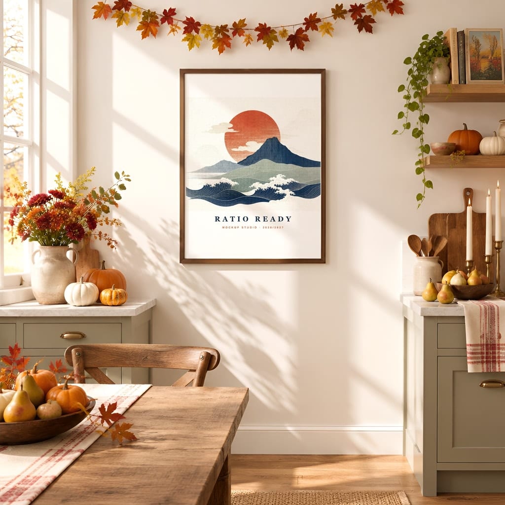 Thanksgiving Wall Art & Poster Mockup Bundle — Fall Frame and Gallery PSD Templates (40 Scenes): mockup scene 17 of 40