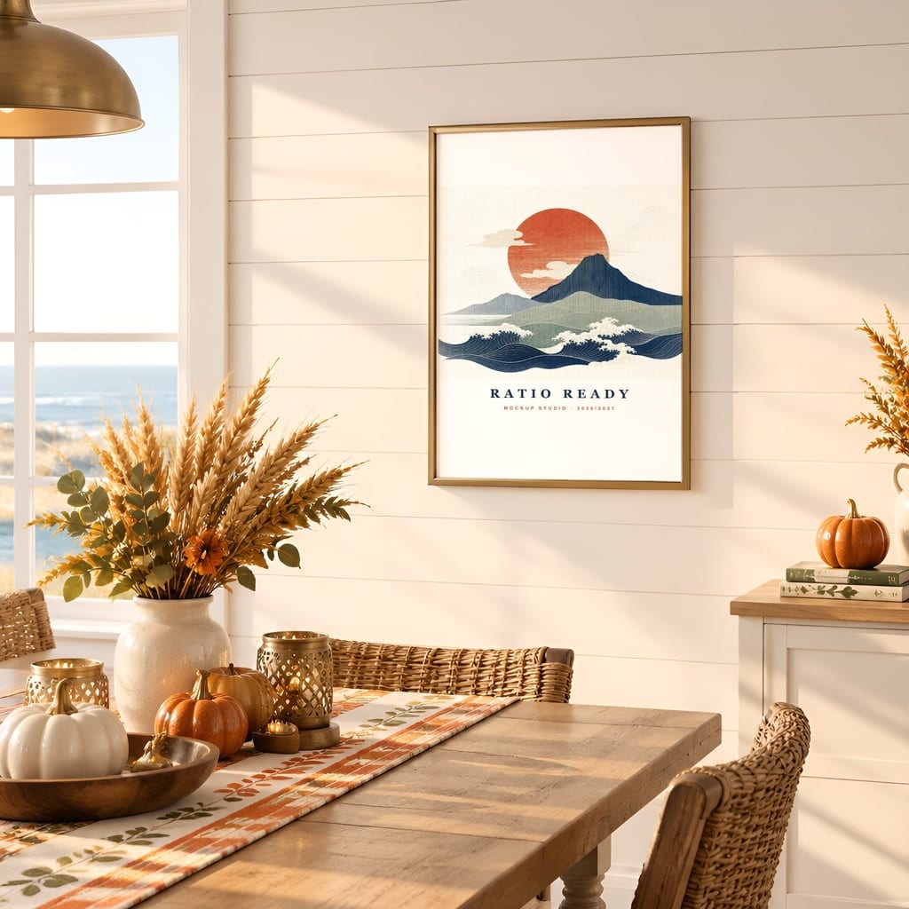 Thanksgiving Wall Art & Poster Mockup Bundle — Fall Frame and Gallery PSD Templates (40 Scenes): mockup scene 18 of 40
