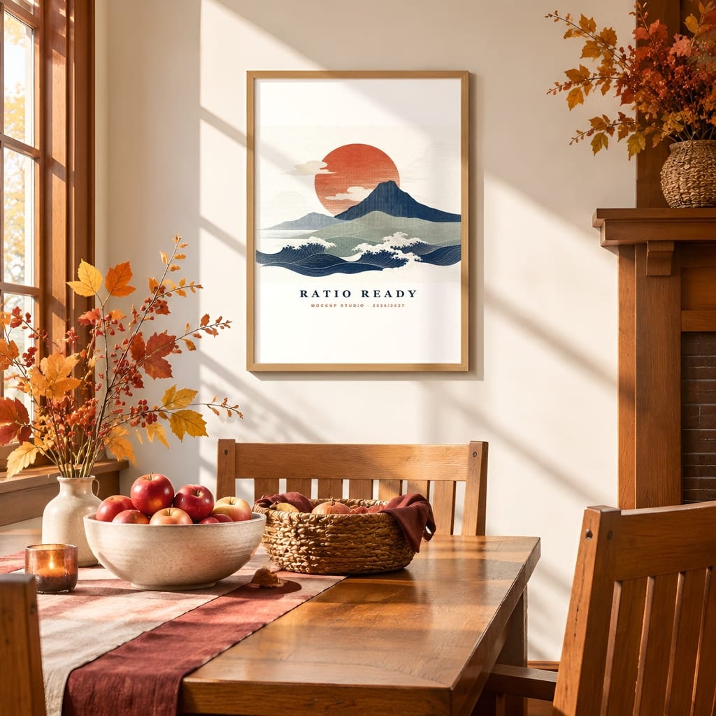 Thanksgiving Wall Art & Poster Mockup Bundle — Fall Frame and Gallery PSD Templates (40 Scenes): mockup scene 19 of 40
