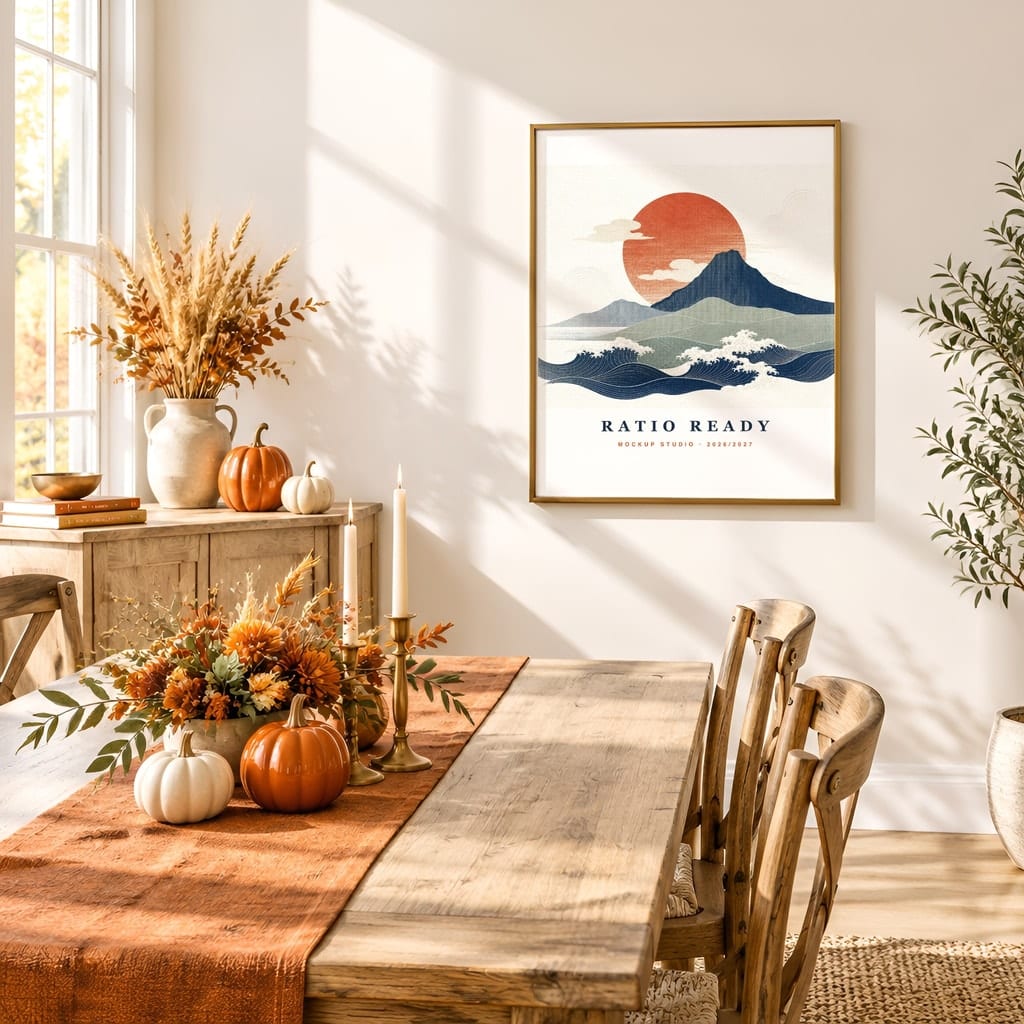 Thanksgiving Wall Art & Poster Mockup Bundle — Fall Frame and Gallery PSD Templates (40 Scenes): mockup scene 2 of 40
