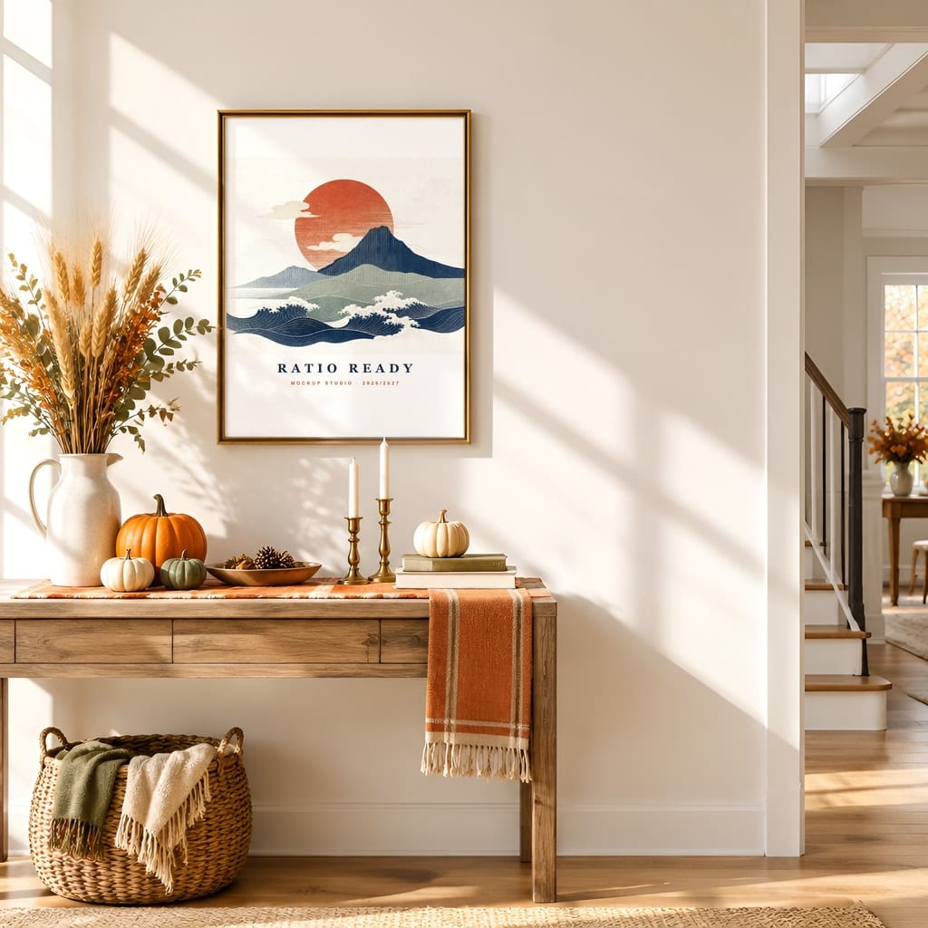 Thanksgiving Wall Art & Poster Mockup Bundle — Fall Frame and Gallery PSD Templates (40 Scenes): mockup scene 22 of 40