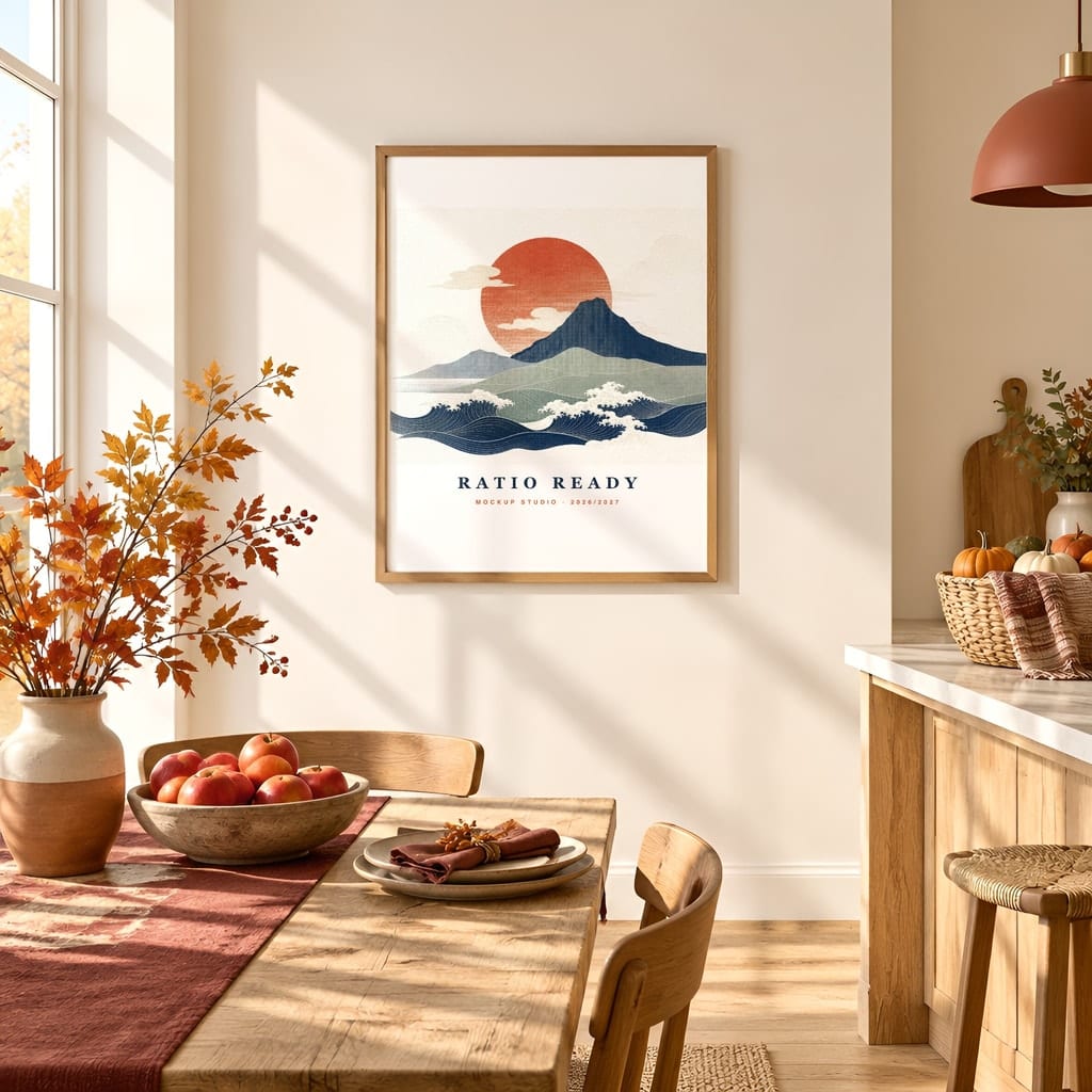 Thanksgiving Wall Art & Poster Mockup Bundle — Fall Frame and Gallery PSD Templates (40 Scenes): mockup scene 23 of 40