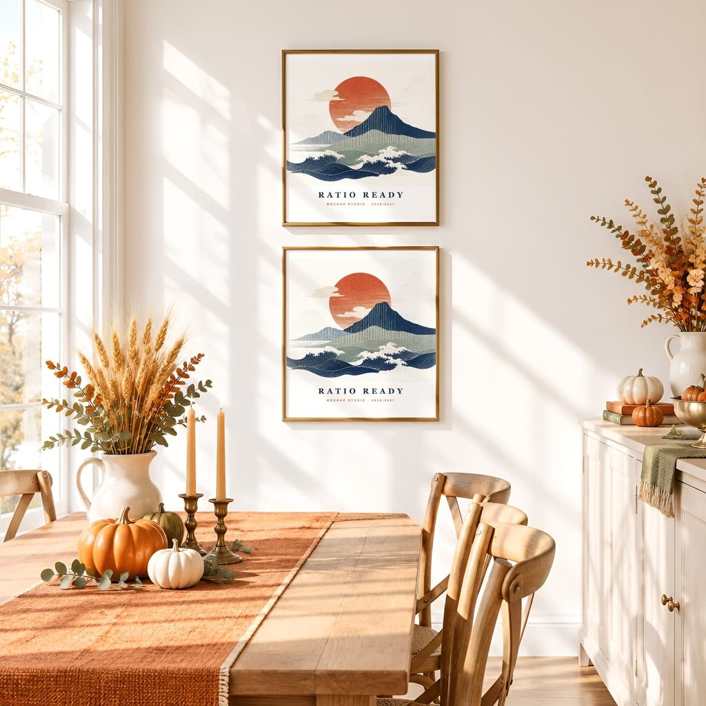 Thanksgiving Wall Art & Poster Mockup Bundle — Fall Frame and Gallery PSD Templates (40 Scenes): mockup scene 26 of 40