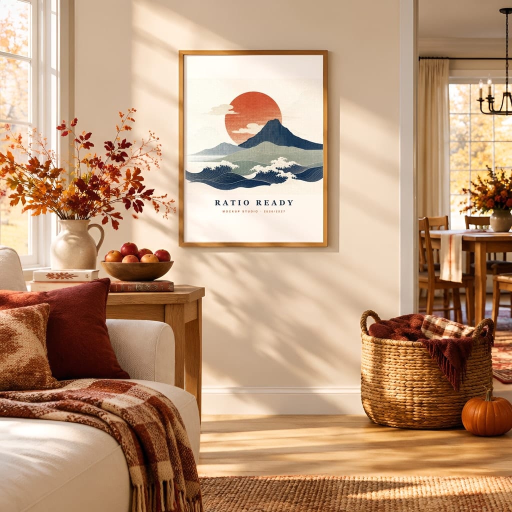 Thanksgiving Wall Art & Poster Mockup Bundle — Fall Frame and Gallery PSD Templates (40 Scenes): mockup scene 3 of 40