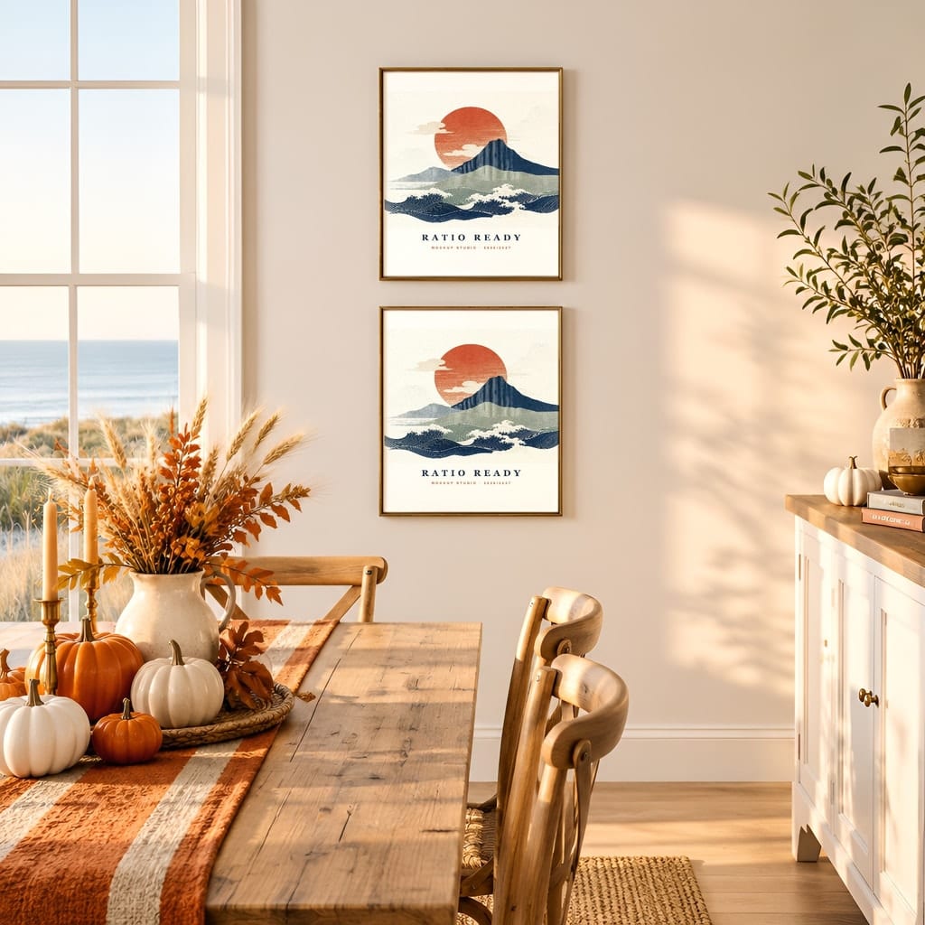Thanksgiving Wall Art & Poster Mockup Bundle — Fall Frame and Gallery PSD Templates (40 Scenes): mockup scene 30 of 40