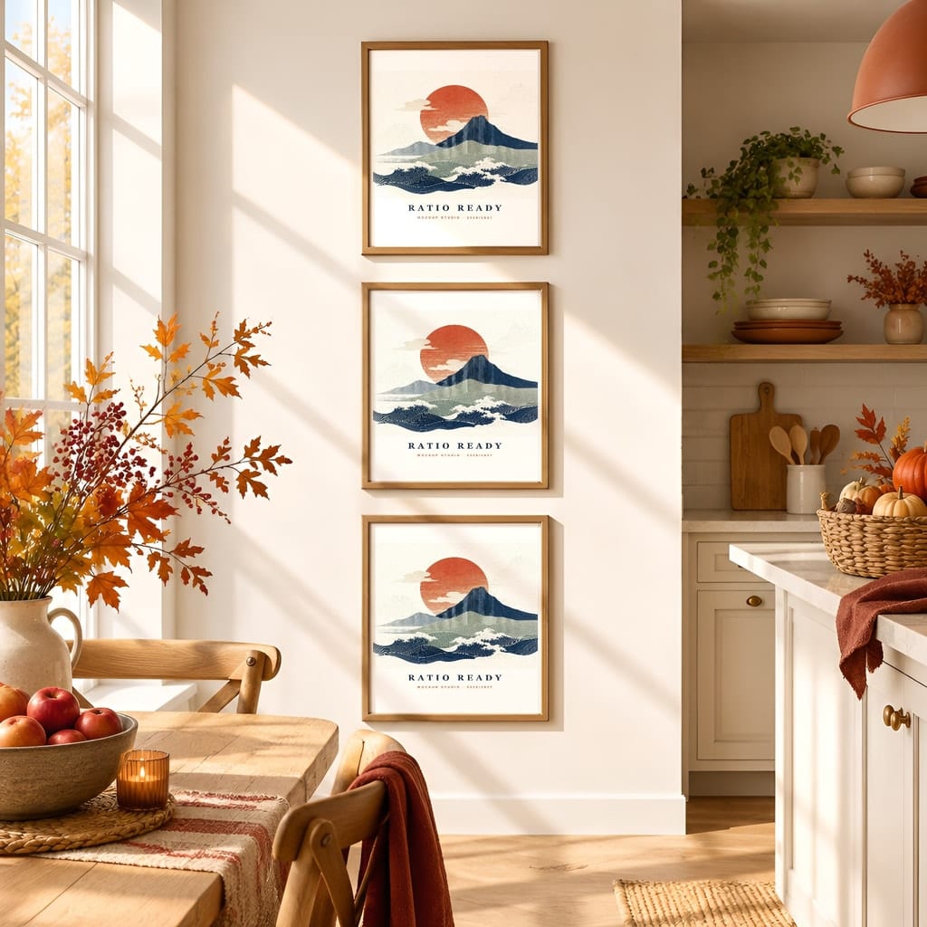 Thanksgiving Wall Art & Poster Mockup Bundle — Fall Frame and Gallery PSD Templates (40 Scenes): mockup scene 35 of 40