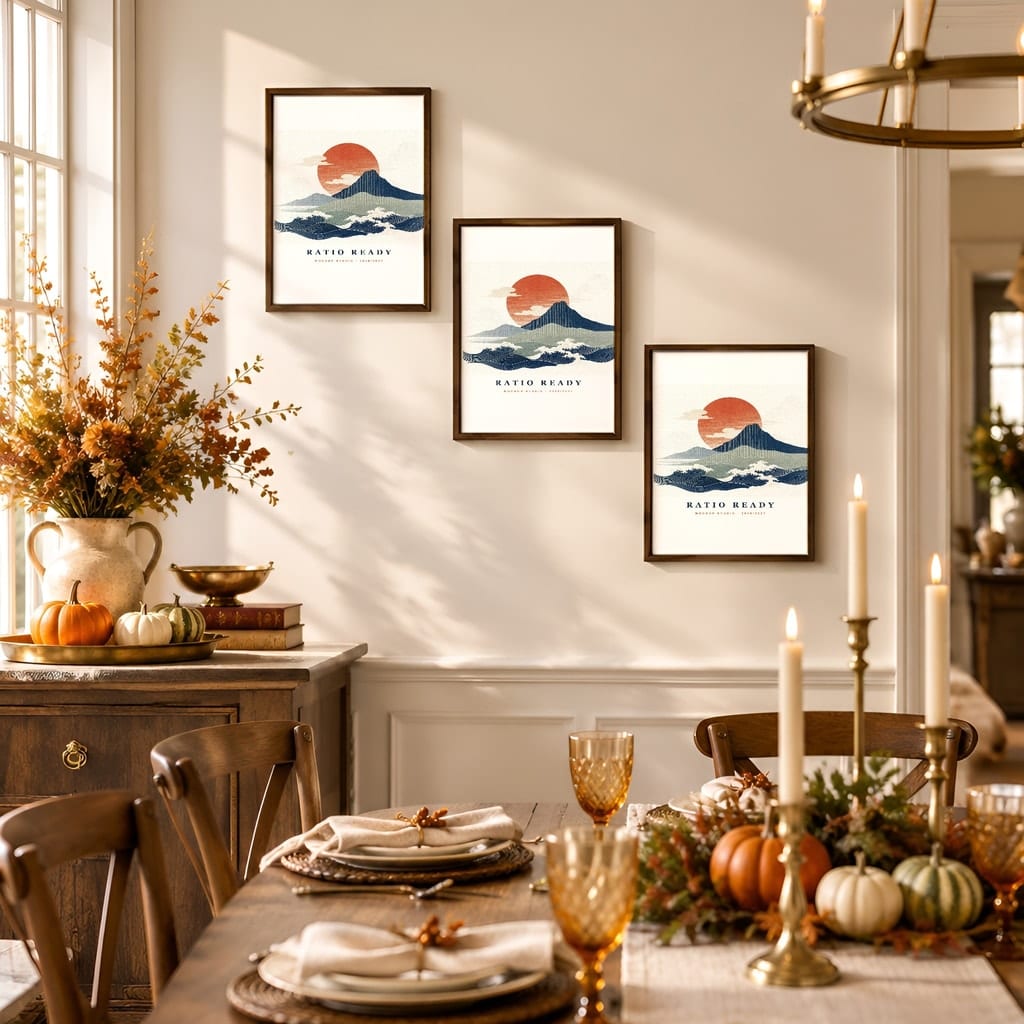 Thanksgiving Wall Art & Poster Mockup Bundle — Fall Frame and Gallery PSD Templates (40 Scenes): mockup scene 36 of 40