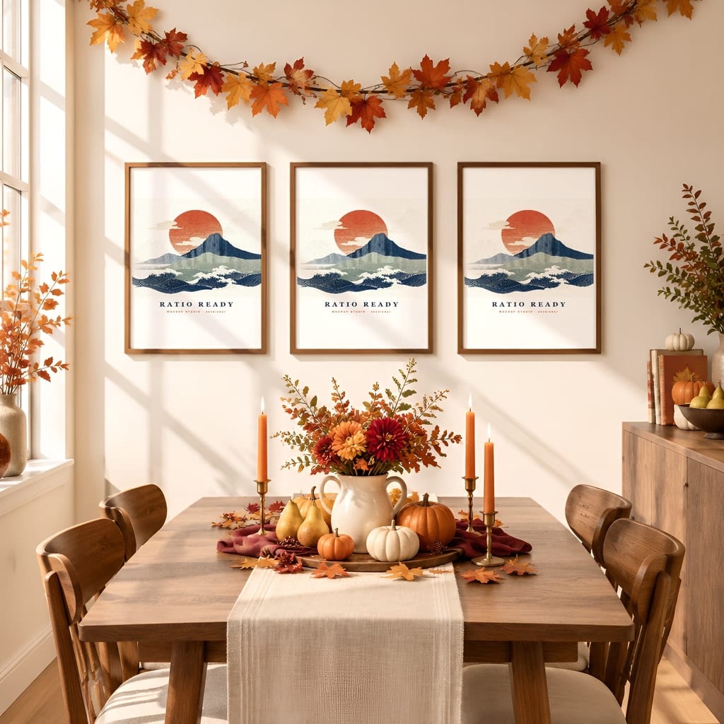Thanksgiving Wall Art & Poster Mockup Bundle — Fall Frame and Gallery PSD Templates (40 Scenes): mockup scene 37 of 40