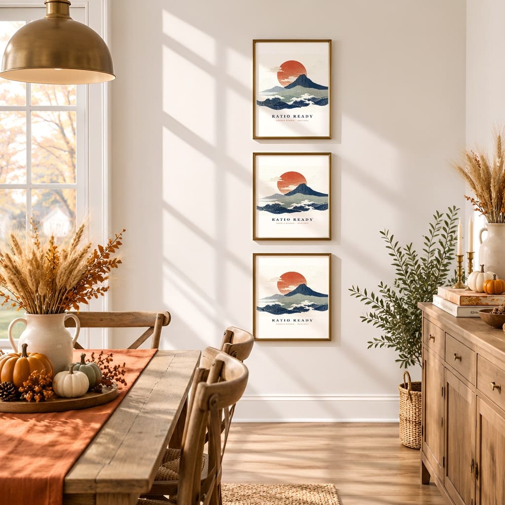 Thanksgiving Wall Art & Poster Mockup Bundle — Fall Frame and Gallery PSD Templates (40 Scenes): mockup scene 38 of 40